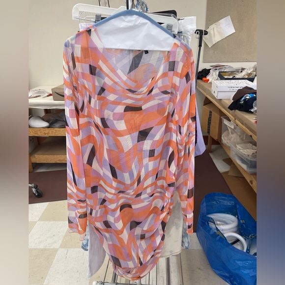 ASOS Abstract Print Ruched Dress - Picture 1 of 2